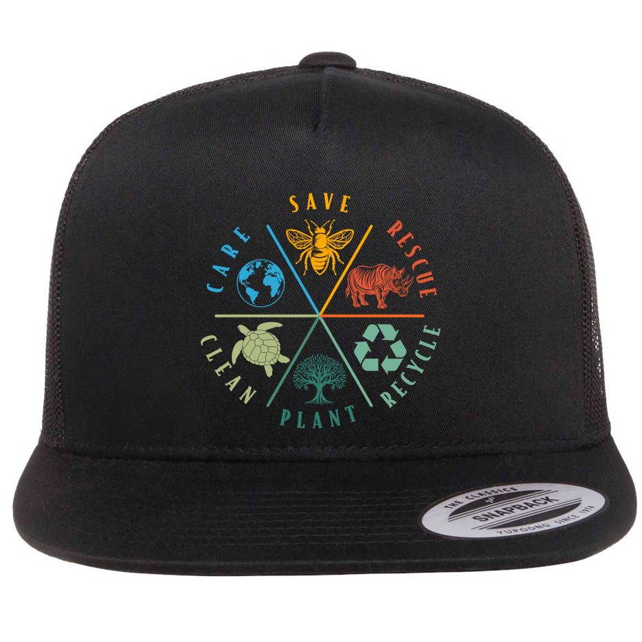 Celebrate Earth Day Save Rescue Recycle Plant Clean Care Flat Bill Trucker Hat