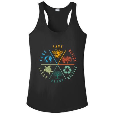 Celebrate Earth Day Save Rescue Recycle Plant Clean Care Ladies PosiCharge Competitor Racerback Tank