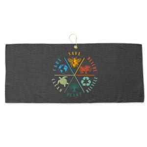 Celebrate Earth Day Save Rescue Recycle Plant Clean Care Large Microfiber Waffle Golf Towel