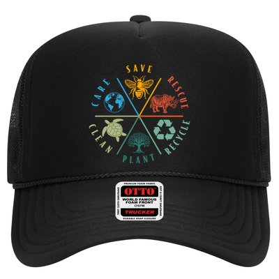 Celebrate Earth Day Save Rescue Recycle Plant Clean Care Trucker Hat