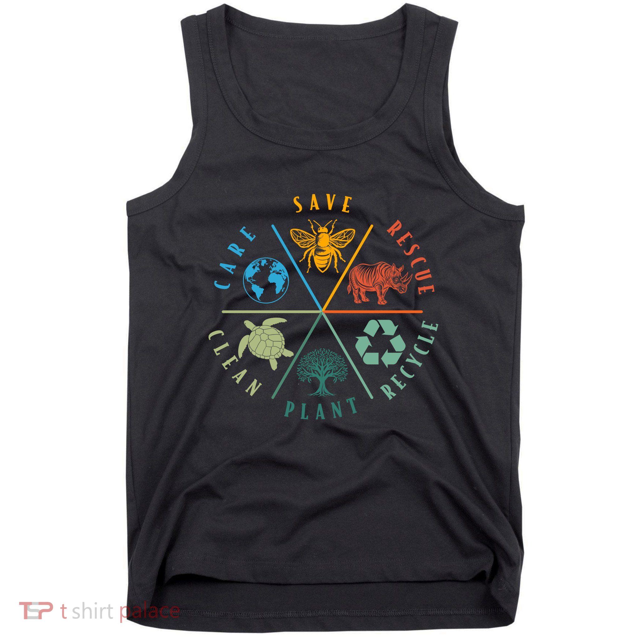 Celebrate Earth Day Save Rescue Recycle Plant Clean Care Tank Top