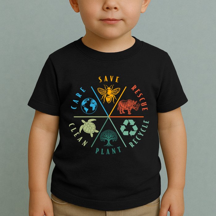 Celebrate Earth Day Save Rescue Recycle Plant Clean Care Toddler T-Shirt