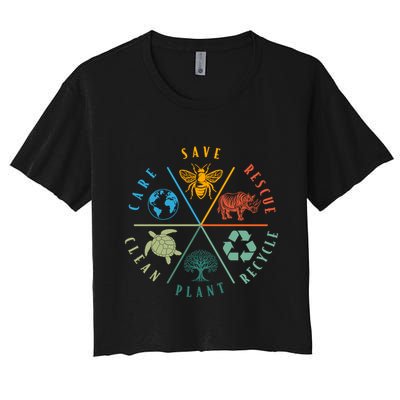 Celebrate Earth Day Save Rescue Recycle Plant Clean Care Crop Top