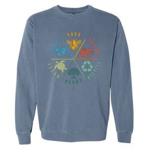 Celebrate Earth Day Save Rescue Recycle Plant Clean Care Garment-Dyed Sweatshirt