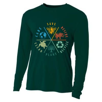 Celebrate Earth Day Save Rescue Recycle Plant Clean Care Cooling Performance Long Sleeve Crew