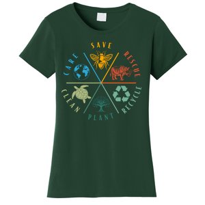 Celebrate Earth Day Save Rescue Recycle Plant Clean Care Women's T-Shirt