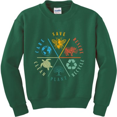 Celebrate Earth Day Save Rescue Recycle Plant Clean Care Kids Sweatshirt