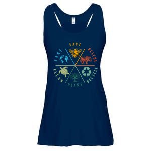 Celebrate Earth Day Save Rescue Recycle Plant Clean Care Ladies Essential Flowy Tank