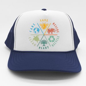 Celebrate Earth Day Save Rescue Recycle Plant Clean Care Trucker Hat