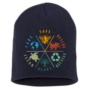 Celebrate Earth Day Save Rescue Recycle Plant Clean Care Short Acrylic Beanie