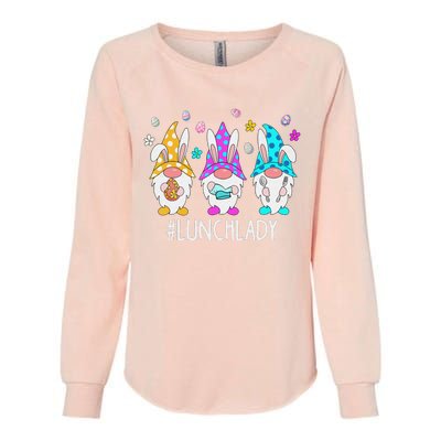 Cute Easter Day Gnome Love Lunch Lady  Matching Womens California Wash Sweatshirt