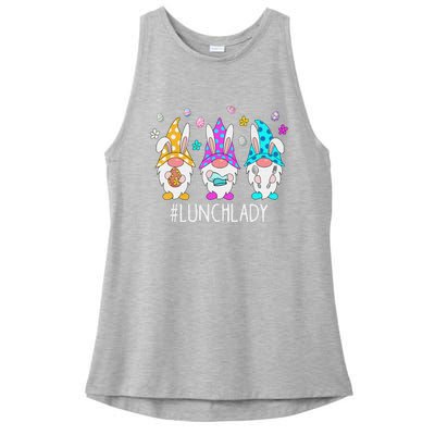 Cute Easter Day Gnome Love Lunch Lady  Matching Ladies PosiCharge Tri-Blend Wicking Tank