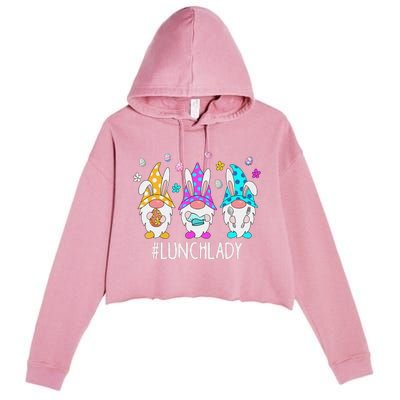 Cute Easter Day Gnome Love Lunch Lady  Matching Crop Fleece Hoodie