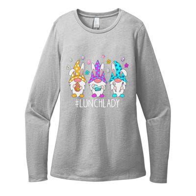 Cute Easter Day Gnome Love Lunch Lady  Matching Womens CVC Long Sleeve Shirt