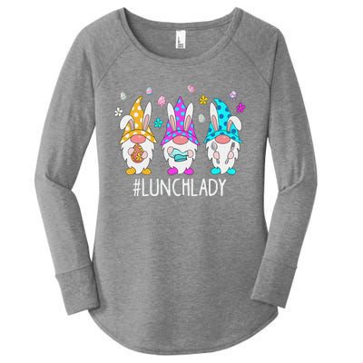 Cute Easter Day Gnome Love Lunch Lady  Matching Women's Perfect Tri Tunic Long Sleeve Shirt