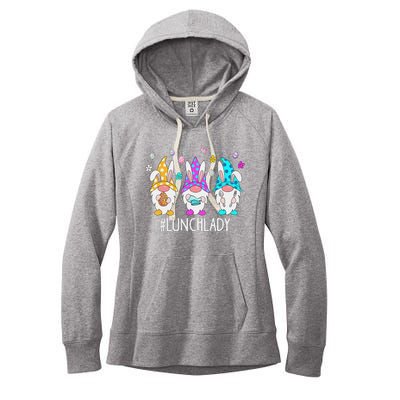 Cute Easter Day Gnome Love Lunch Lady  Matching Women's Fleece Hoodie