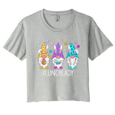 Cute Easter Day Gnome Love Lunch Lady  Matching Women's Crop Top Tee