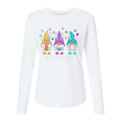 Cute Easter Day Gnome Love Lunch Lady  Matching Womens Cotton Relaxed Long Sleeve T-Shirt