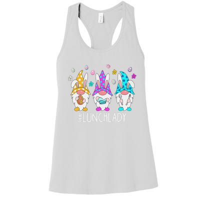 Cute Easter Day Gnome Love Lunch Lady  Matching Women's Racerback Tank