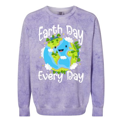 Cute Earth Day Every Day Save Our Planet Green Gift Colorblast Crewneck Sweatshirt