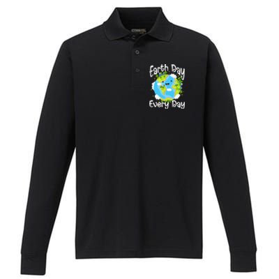 Cute Earth Day Every Day Save Our Planet Green Gift Performance Long Sleeve Polo