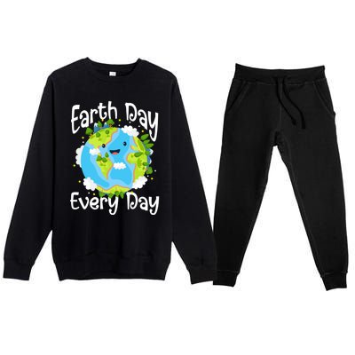 Cute Earth Day Every Day Save Our Planet Green Gift Premium Crewneck Sweatsuit Set