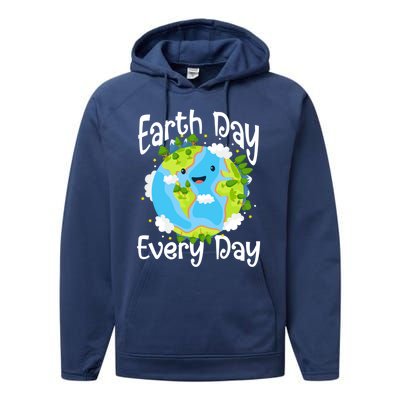 Cute Earth Day Every Day Save Our Planet Green Gift Performance Fleece Hoodie