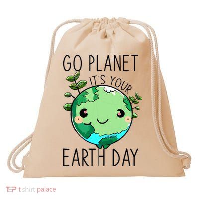 Cute Earth Day Go Planet Earth Day Drawstring Bag