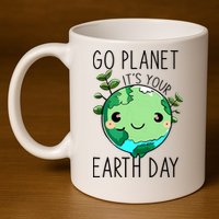 Cute Earth Day Go Planet Earth Day 11oz C Handle Ceramic Mug