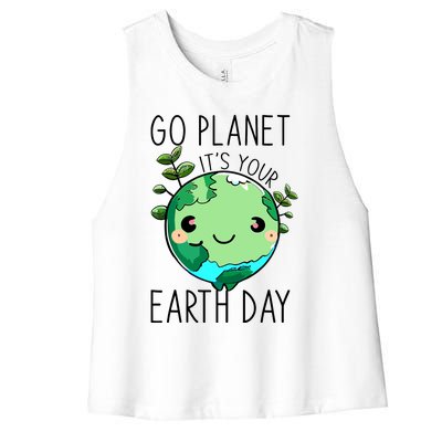 Cute Earth Day Go Planet Earth Day Women's Racerback Cropped Tank