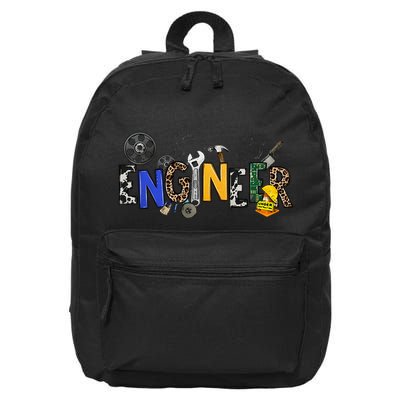 Cool Engineer Design With Engineering Tools And Gears 16 in Basic Backpack
