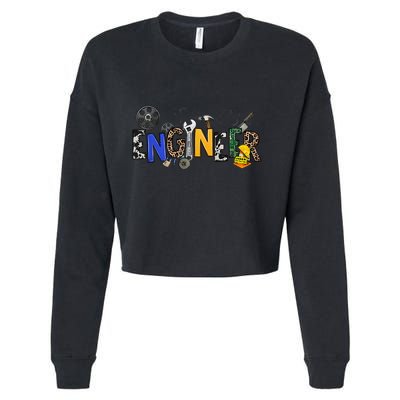 Cool Engineer Design With Engineering Tools And Gears Cropped Pullover Crew