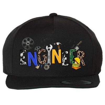 Cool Engineer Design With Engineering Tools And Gears Wool Snapback Cap