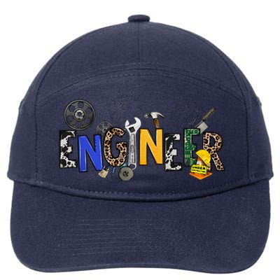 Cool Engineer Design With Engineering Tools And Gears 7-Panel Snapback Hat