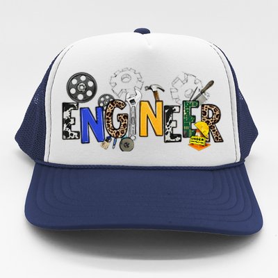 Cool Engineer Design With Engineering Tools And Gears Trucker Hat