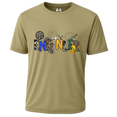 Cool Engineer Design With Engineering Tools And Gears Cooling Performance Crew T-Shirt