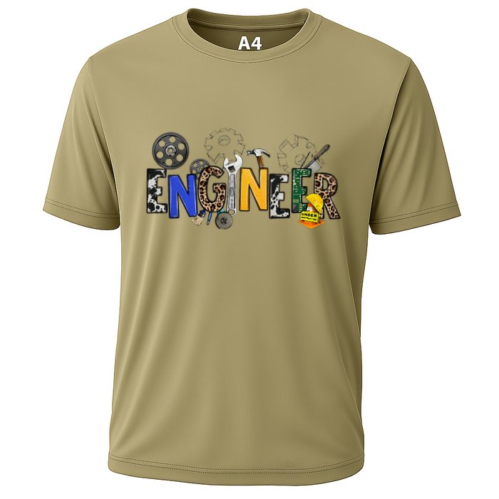 Cool Engineer Design With Engineering Tools And Gears Cooling Performance Crew T-Shirt