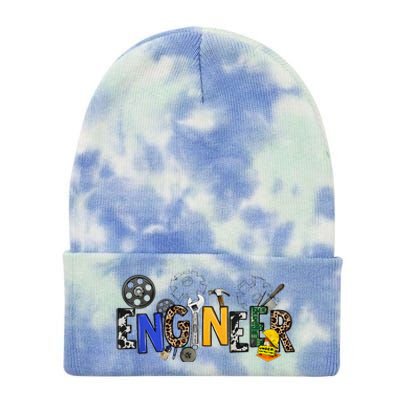 Cool Engineer Design With Engineering Tools And Gears Tie Dye 12in Knit Beanie