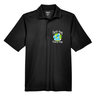 Cute Earth Day Every Day Save Our Planet Green Men's Origin Performance Piqué Polo