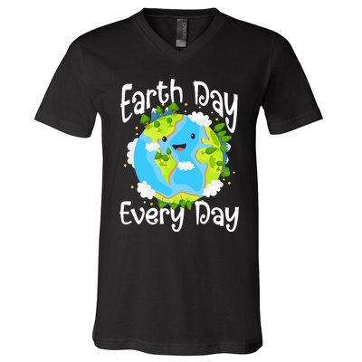 Cute Earth Day Every Day Save Our Planet Green V-Neck T-Shirt