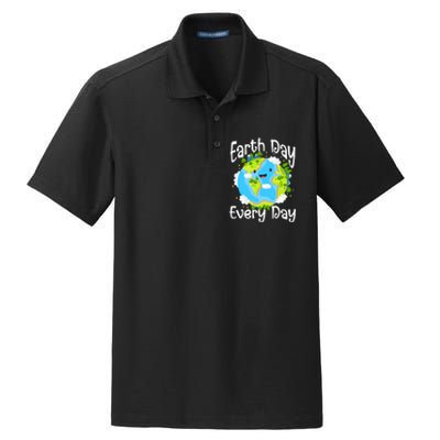 Cute Earth Day Every Day Save Our Planet Green Dry Zone Grid Polo