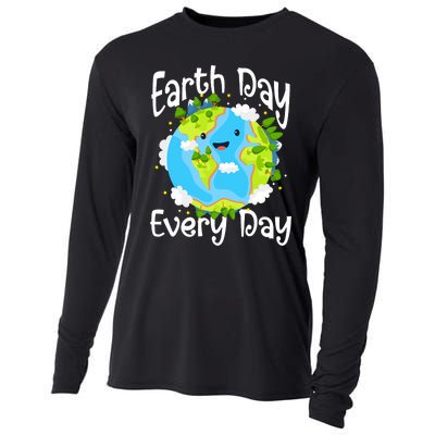 Cute Earth Day Every Day Save Our Planet Green Cooling Performance Long Sleeve Crew