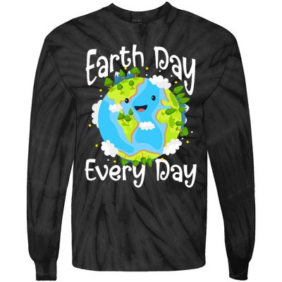 Cute Earth Day Every Day Save Our Planet Green Tie-Dye Long Sleeve Shirt