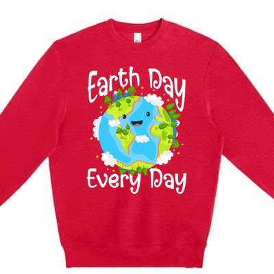 Cute Earth Day Every Day Save Our Planet Green Premium Crewneck Sweatshirt