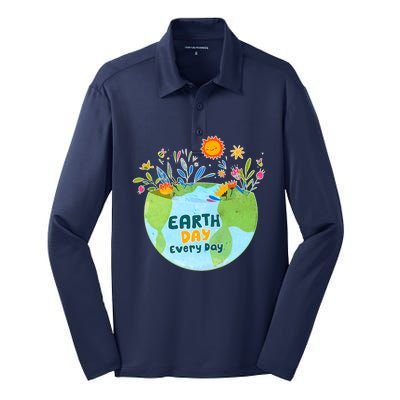 Celebrate Earth Day Every Day Earth Day Silk Touch Performance Long Sleeve Polo