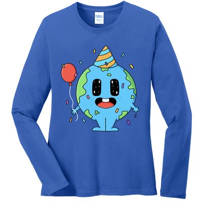 Cute Earth Day Birthday Gift Ladies Long Sleeve Shirt