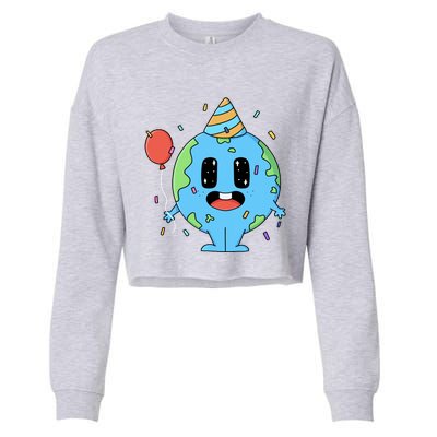 Cute Earth Day Birthday Gift Cropped Pullover Crew