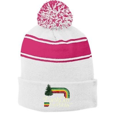 Cute Earth Day Everyday Stripe Pom Pom Beanie