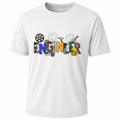Cool Engineer Design With Engineering Tools And Gears Cooling Performance Crew T-Shirt
