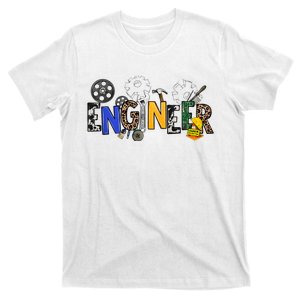 Cool Engineer Design With Engineering Tools And Gears T-Shirt